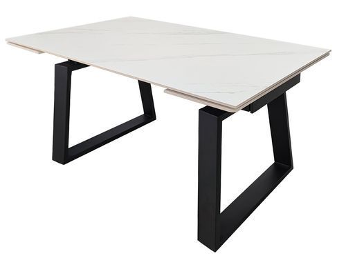Стіл INTARSIO BERNARD CERAMIC 140(200)*90 Білий мат/Чорний