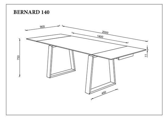Стіл INTARSIO BERNARD CERAMIC 140(200)*90 Білий мат/Чорний
