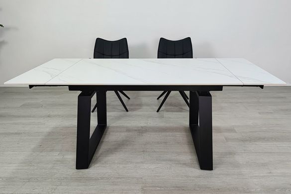 Стіл INTARSIO BERNARD CERAMIC 140(200)*90 Білий мат/Чорний