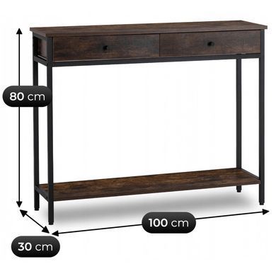 Консоль MEBEL ELITE EVERLY 100 см Рустикальный дуб/Черный