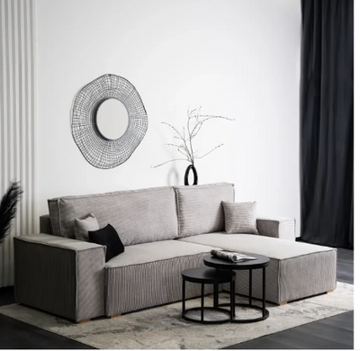 Кутовий диван універсальний MEBEL ELITE ALEX 262 см тканина: сірий