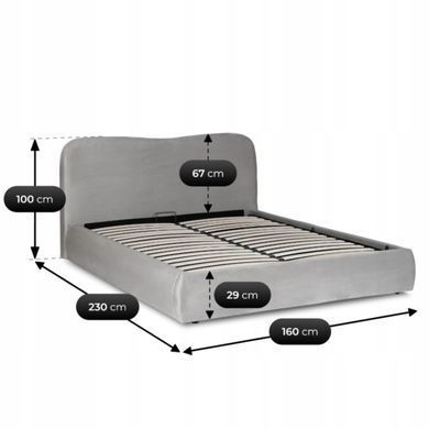 Кровать MEBEL ELITE BRISTOL Welur 140x200 см Серый