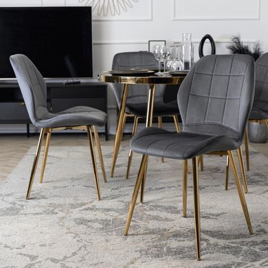 Стілець MEBEL ELITE IRYS Сірий велюр на золотих ніжках