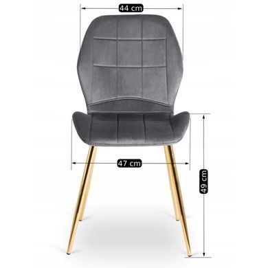 Стілець MEBEL ELITE IRYS Сірий велюр на золотих ніжках
