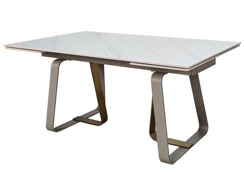 Стол INTARSIO BIANCO LUXE CERAMIC 160(240)*90 Белый мат/белый+Золото