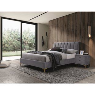Ліжко Mirage Velvet Сірий 160х200 см SIGNAL