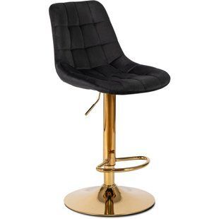 Барный стул бархатный MEBEL ELITE ARCOS Velvet черный/золотой