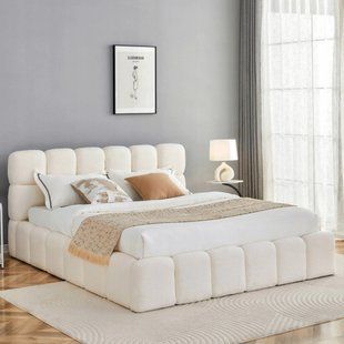 Кровать MEBEL ELITE MURACJA Boucle 160x200 см Кремовая