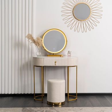 Туалетный стол с пуфом MEBEL ELITE ASHLEY MINI Marmur Бежевый
