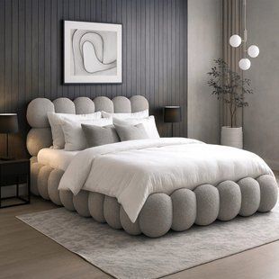 Кровать MEBEL ELITE ANKARA Boucle 140x200 см Серый