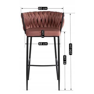 Барний стілець оксамитовий MEBEL ELITE FLORES Velvet рожевий / чорний