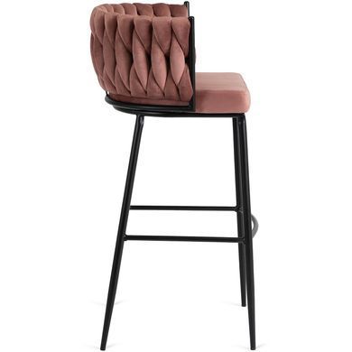 Барний стілець оксамитовий MEBEL ELITE FLORES Velvet рожевий / чорний