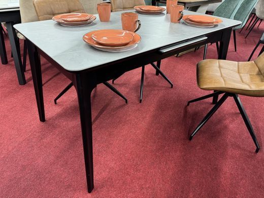Стіл INTARSIO BERLIN CERAMIC 140(180)*80 сірий мат/чорний каркас