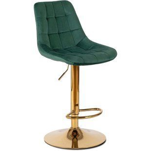 Барный стул бархатный MEBEL ELITE ARCOS Velvet зеленый/золотой