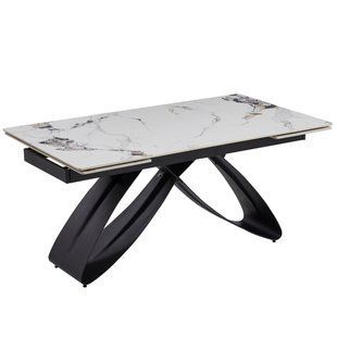 Стіл розкладний MEBEL ELITE LUIGI 160-240 х91 см Білий мармур/Чорний