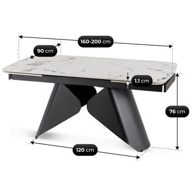 Розкладний обідній стіл MEBEL ELITE VERONA 160(240)*90 см Білий/Чорний