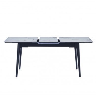 Стіл INTARSIO BERLIN CERAMIC 140(180)*80 білий глянець/чорний каркас