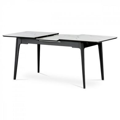 Стіл INTARSIO BERLIN CERAMIC 140(180)*80 білий глянець/чорний каркас