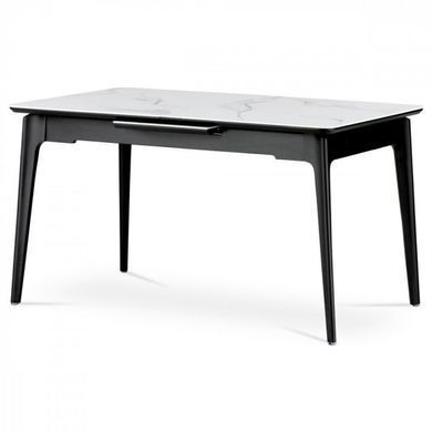 Стіл INTARSIO BERLIN CERAMIC 140(180)*80 білий глянець/чорний каркас