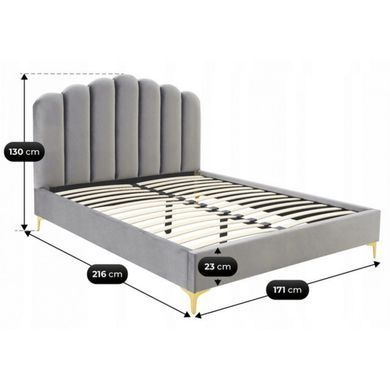 Кровать MEBEL ELITE GEMINI Welur 160x200 см Серый