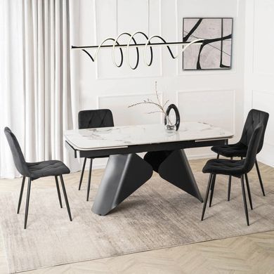 Розкладний обідній стіл MEBEL ELITE VERONA 160(240)*90 см Білий/Чорний