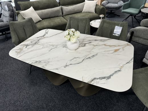 Стіл Infinity Ceramic Amber Bianco 160(240)X95 см Білий Мармур / Коричневий мат SIGNAL