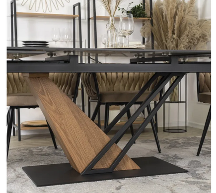 Стіл розкладний MEBEL ELITE REX 160-220 смх91 см Чорний мармур / Дуб