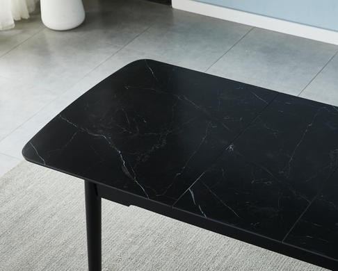 Стіл INTARSIO BERLIN CERAMIC 140(180)*80 чорний мат/чорний каркас