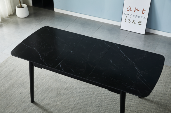 Стіл INTARSIO BERLIN CERAMIC 140(180)*80 чорний мат/чорний каркас