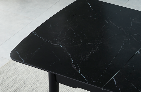 Стіл INTARSIO BERLIN CERAMIC 140(180)*80 чорний мат/чорний каркас
