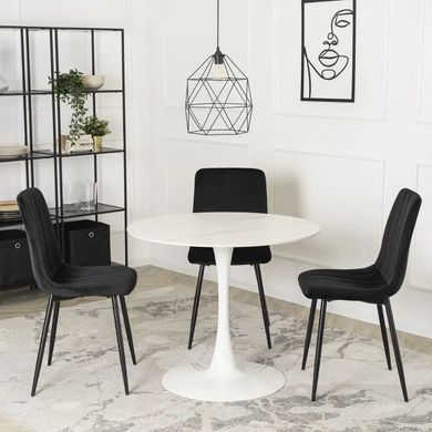 Стіл круглий з ефектом мармуру MEBEL ELITE SANDER 90 см Білий