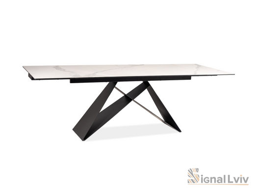 Стіл Westin III Ceramic STATUARIO VENATO 180(260)*90 Білий Мармур / Чорний SIGNAL