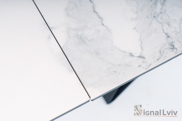 Стіл Westin III Ceramic STATUARIO VENATO 180(260)*90 Білий Мармур / Чорний SIGNAL