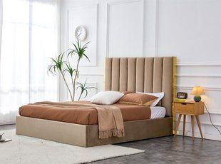 Кровать PALAZZO VELVET Бежевый/золотой 160x200 см HALMAR