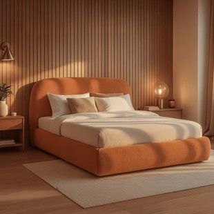 Кровать MEBEL ELITE ROSSO Boucle 160x200 см Рыжий