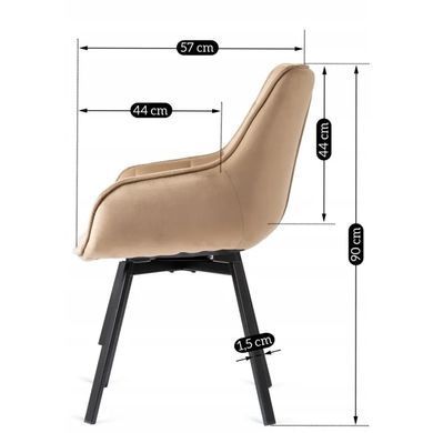 Стул поворотный бархатный MEBEL ELITE LUNA Velvet Бежевый