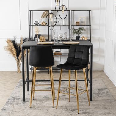 Барный стул бархатный MEBEL ELITE ARIEL Ecru Velvet Черный/Золотой