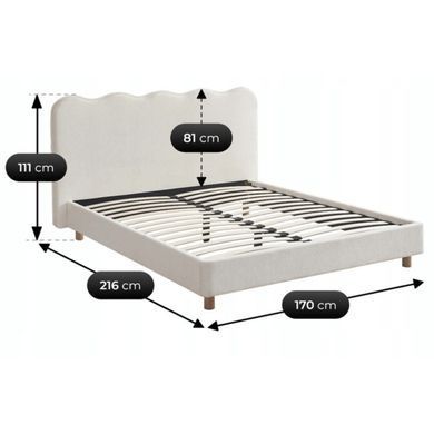 Кровать MEBEL ELITE IZMIR 160x200 см Кремовая