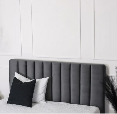 Ліжко двоспальне оксамитове MEBEL ELITE 160x200 MARI Velvet сірий