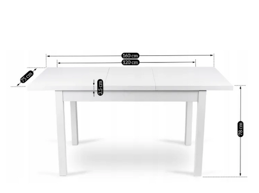 Стол раскладной MEBEL ELITE SKUBI 120-160х75 см белый