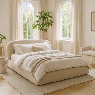 Кровать MEBEL ELITE ROSSO Boucle 160x200 см Бежевый