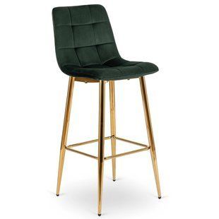 Барный стул бархатный MEBEL ELITE ARIEL Ecru Velvet Зеленый/Золотой