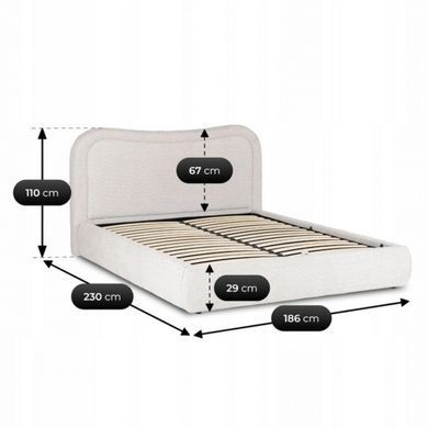 Кровать MEBEL ELITE HAGA Boucle 160x200 см Серый