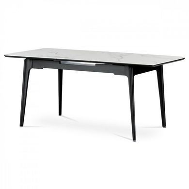 Стіл INTARSIO BERLIN CERAMIC 111(140)*75 білий глянець/чорний каркас