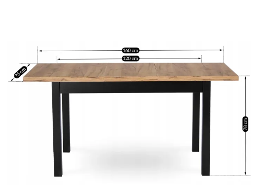 Стол раскладной MEBEL ELITE SKUBI 120-160х75 см дуб крафт