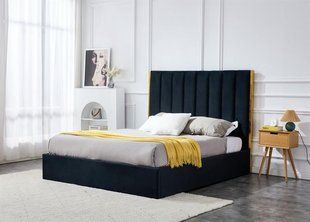 Кровать PALAZZO VELVET Черный/золотой 160x200 см HALMAR
