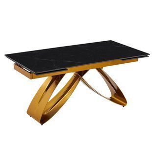 Стіл розкладний MEBEL ELITE LUIGI 160-240 х91 см Чорний/Золото
