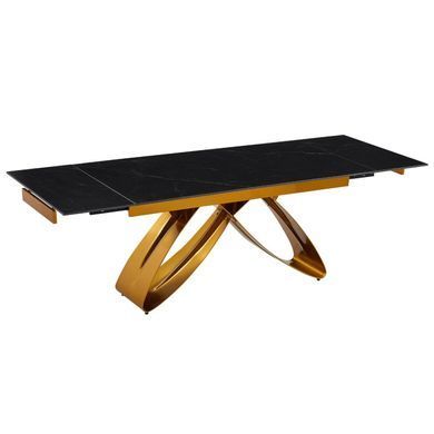 Стіл розкладний MEBEL ELITE LUIGI 160-240 х91 см Чорний/Золото