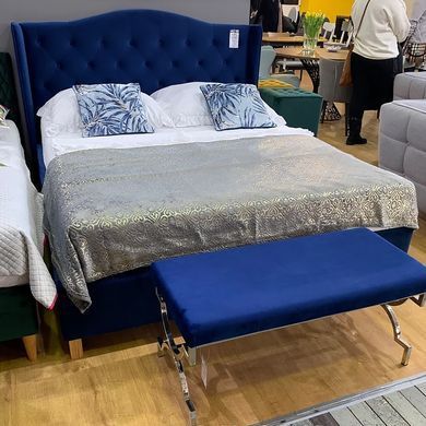 Кровать Aspen velvet Синий 160х200 см SIGNAL