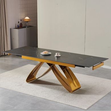Стіл розкладний MEBEL ELITE LUIGI 160-240 х91 см Чорний/Золото